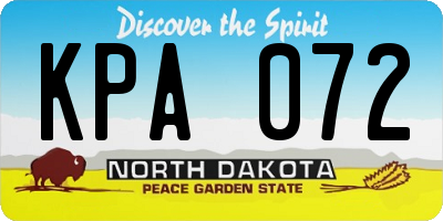 ND license plate KPA072
