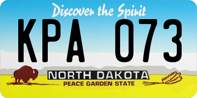 ND license plate KPA073