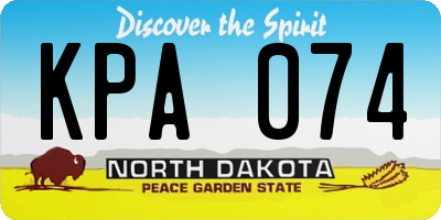 ND license plate KPA074