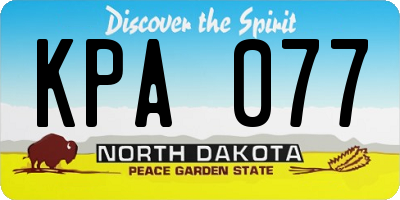 ND license plate KPA077