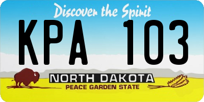 ND license plate KPA103