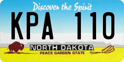 ND license plate KPA110