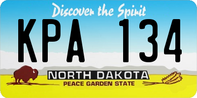 ND license plate KPA134