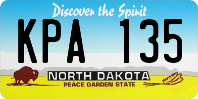ND license plate KPA135