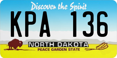 ND license plate KPA136