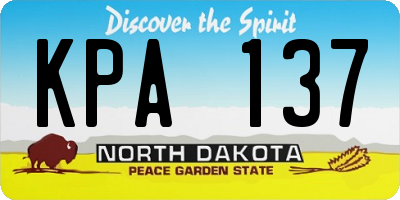 ND license plate KPA137