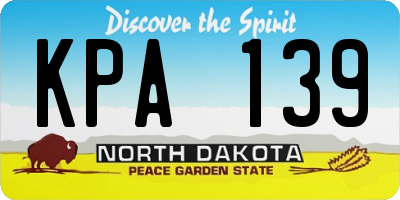 ND license plate KPA139