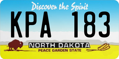 ND license plate KPA183