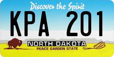 ND license plate KPA201