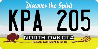 ND license plate KPA205