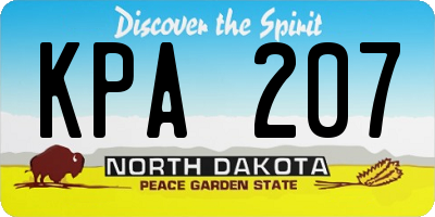 ND license plate KPA207