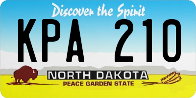 ND license plate KPA210
