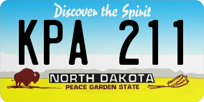 ND license plate KPA211