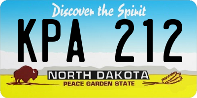 ND license plate KPA212