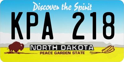 ND license plate KPA218