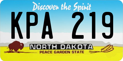 ND license plate KPA219