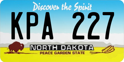 ND license plate KPA227
