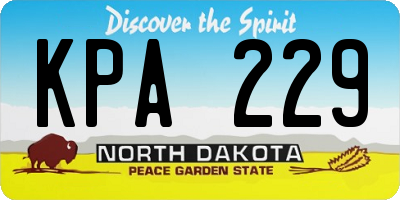 ND license plate KPA229