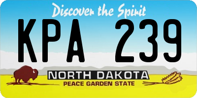 ND license plate KPA239