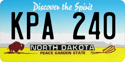 ND license plate KPA240