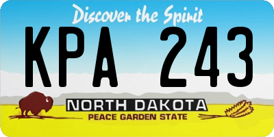ND license plate KPA243