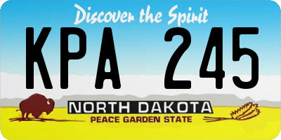 ND license plate KPA245