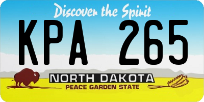 ND license plate KPA265