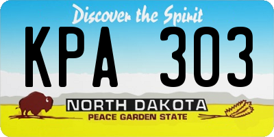 ND license plate KPA303