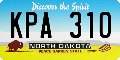 ND license plate KPA310