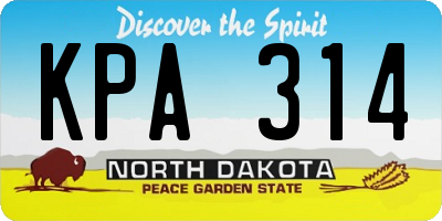 ND license plate KPA314
