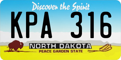 ND license plate KPA316