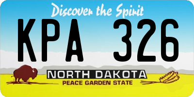 ND license plate KPA326