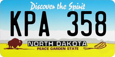 ND license plate KPA358