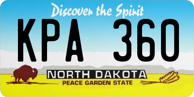 ND license plate KPA360