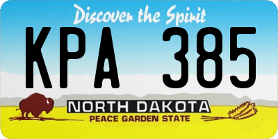 ND license plate KPA385