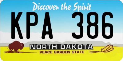 ND license plate KPA386