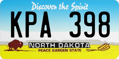 ND license plate KPA398