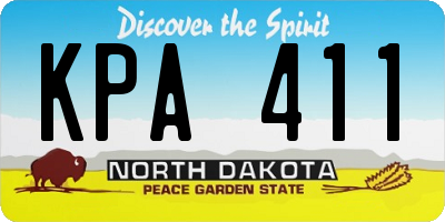 ND license plate KPA411