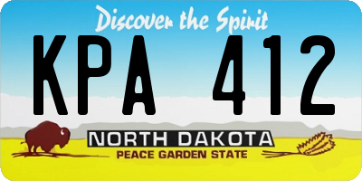 ND license plate KPA412