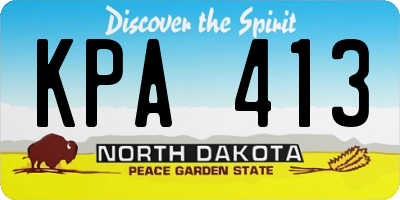 ND license plate KPA413