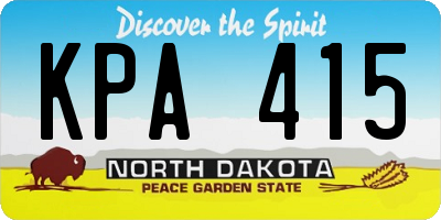 ND license plate KPA415
