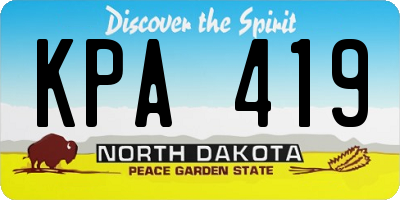 ND license plate KPA419