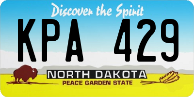 ND license plate KPA429