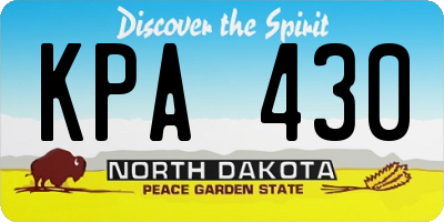 ND license plate KPA430