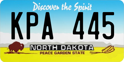 ND license plate KPA445