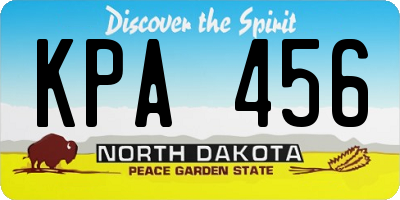 ND license plate KPA456
