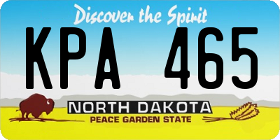 ND license plate KPA465