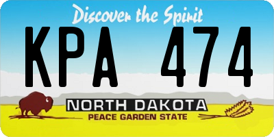 ND license plate KPA474