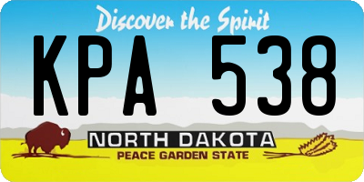 ND license plate KPA538