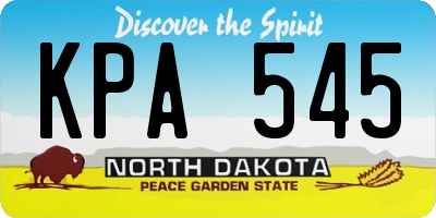ND license plate KPA545